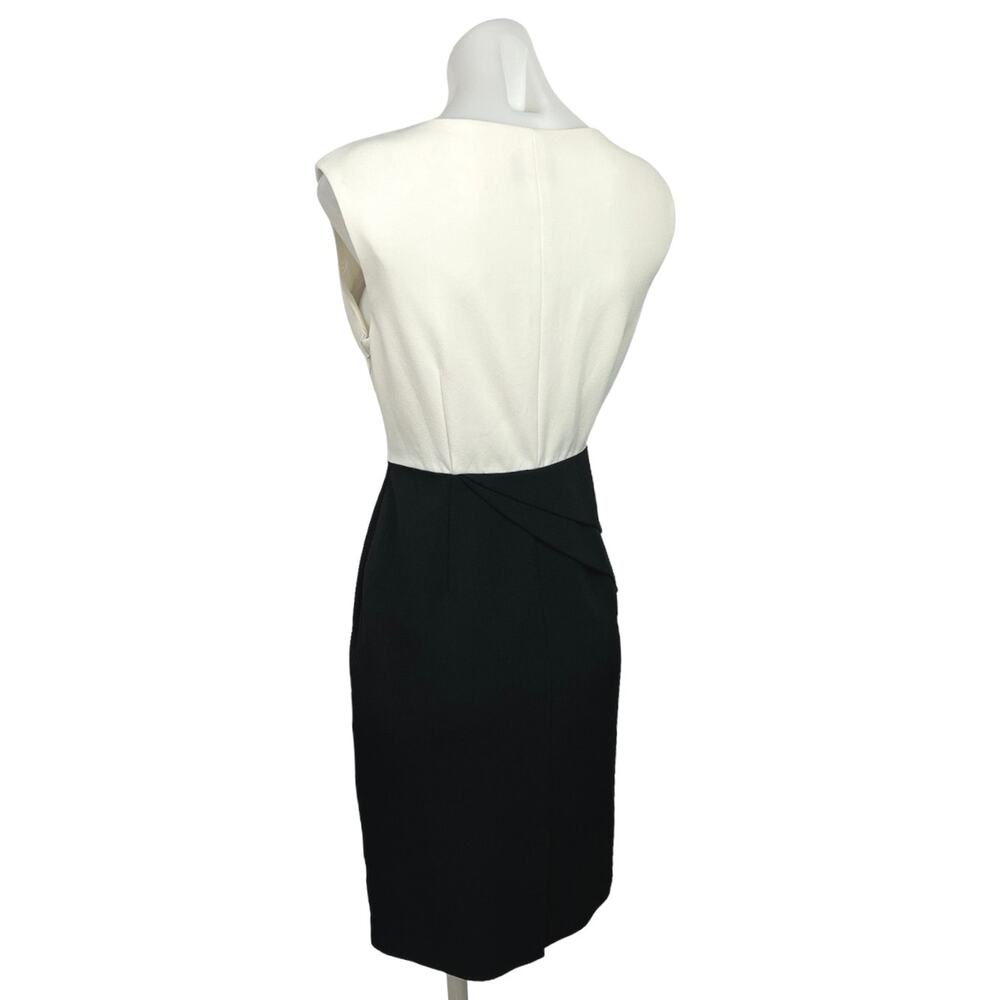 Adrianna Papell White Black Asymmetrical Peplum Sleeveless Mini Sheath Dress S - Picture 2 of 4